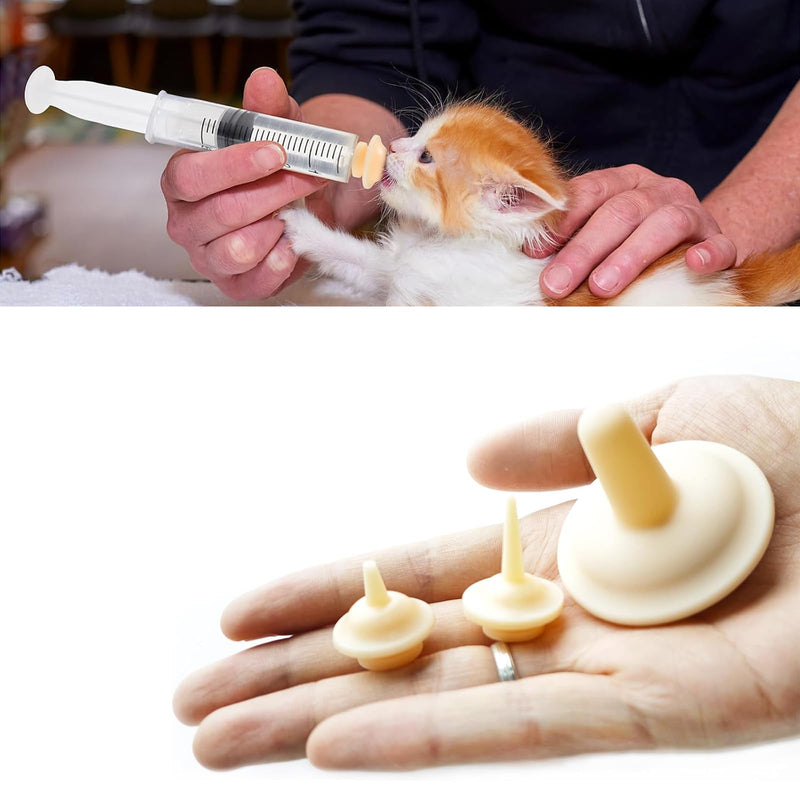2Pcs Pet Nursing Syringes with 6 Packs Feeding Nipples, Pet Nursing Feeding Tools Nipples for Rabbits Squirrels Newborn Kittens Puppies Small Animals (20ML) 20ML - PawsPlanet Australia