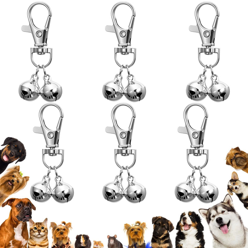 6Pcs Bell for Dog Collar, Cat Bells for Collar Loud, Mini Dog Cat Bell, Silver Pet Pendant Accessories Training Collars Charm with Snap Clips, Safe for Cats & Small Breeds - PawsPlanet Australia