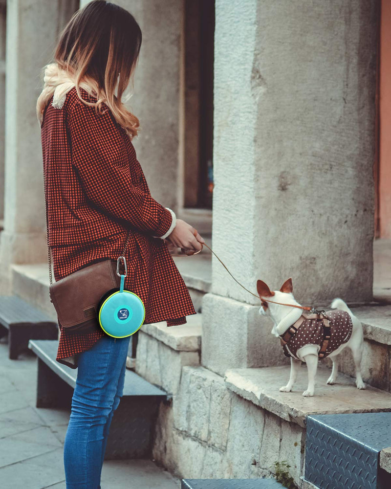 KALLAK Travel Twin Pet Bowls for Dogs or Cats, Collapsible Silicone Bowls for Food and Water Feeding, Anti-Dirty Foldable Zip Up Carry Case with Carabiner Clip, Portable Hiking Dog Bowl - Turq - PawsPlanet Australia