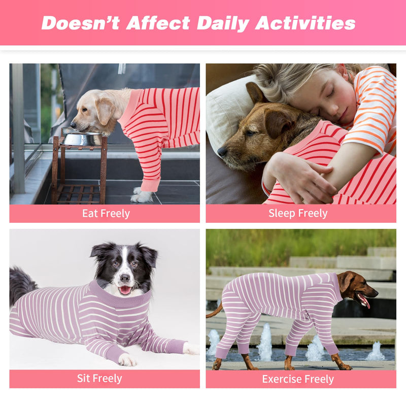 FHTONGE Dog Surgery Recovery Suit, 2 Pcs Dog Onesie Surgical Suit for After Neuter Spay Abdominal Wounds Protector, Snugly Long Anti-Licking Sleeve Dog Pajamas for Shedding Skin Disease Medical 5XL 5XL (Pack of 2) - PawsPlanet Australia