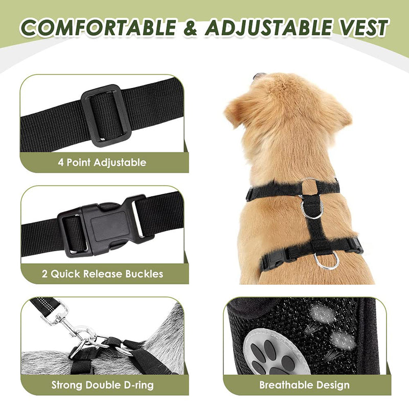 SlowTon Dog Seat Belt Harness for Car, Dog Car Harness Adjustable Mesh Breathable & Dog Seatbelt Safety Tether with Elastic Bungee for Small Medium Large Pets(Red, Double Clip, M) B-Red - PawsPlanet Australia