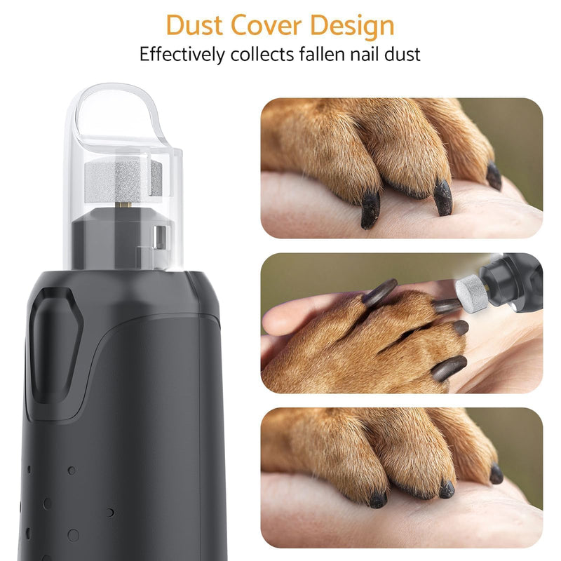 Rechargeable Dog Nail Grinder with 2 LED Lights Quiet 6 Speed Electric Nail Trimmer,Dust Cap,and 3 Grinding Ports for Large,Medium Small Dogs - PawsPlanet Australia