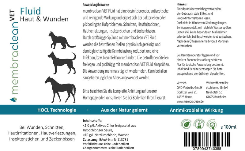VET Fluid in Atomiser for Skin and Wounds 100 ml