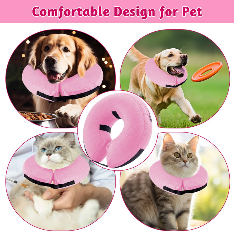 Dog Collar for Dogs, Inflatable Collar for Post-Operative Protection Head, Chest and Belly (Pink, L) pink