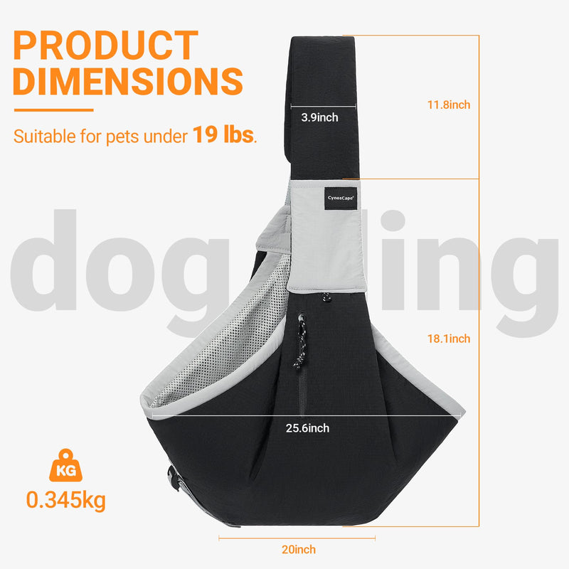 Dog Carrier Sling for Small Dogs - Hands-Free Pet Puppy Carrying Bag with Adjustable Shoulder Strap, Safety Leash - Dachshund Chihuahua Pomeranian Yorkie Cat Backpack Purse Accessories Black - PawsPlanet Australia