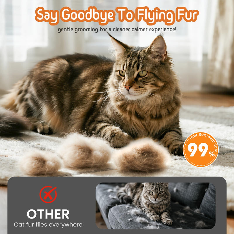 Self Cleaning Slicker Brush, 2-in-1 Cat Brush for Shedding, Skin Friendly Grooming Tool for Long & Medium-Long Hair Pets, Adjustable Bristle Length with Dematting Comb for Cats, Dogs (Orange) Orange - PawsPlanet Australia