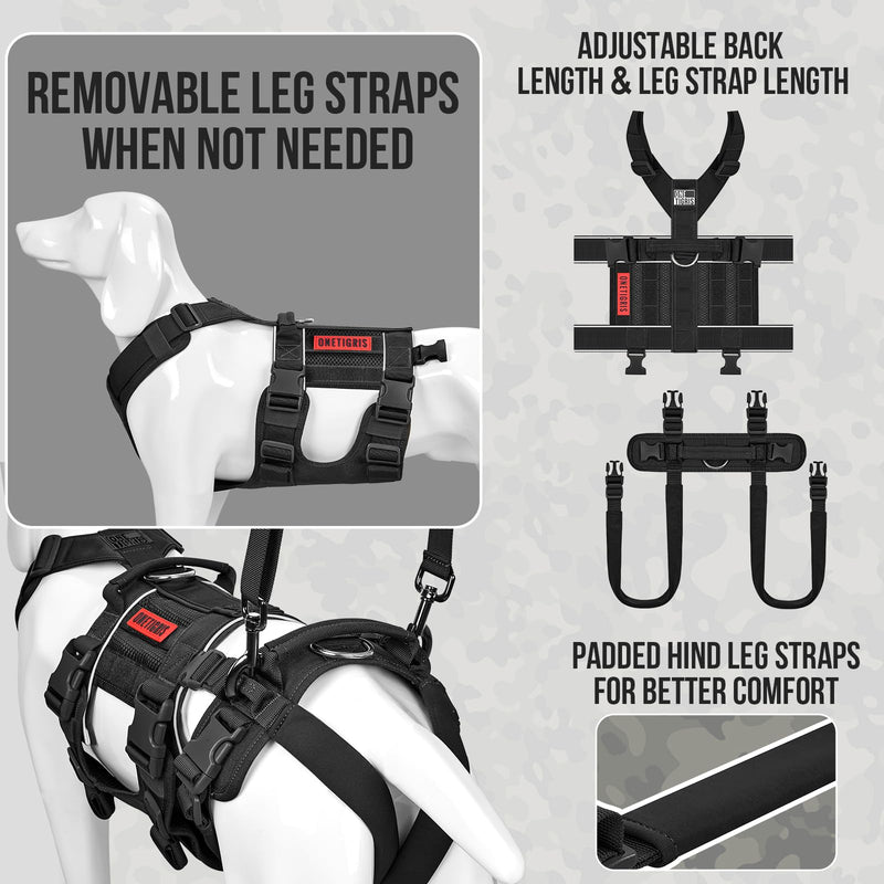 OneTigris Breathable Dog Lift Harness for Large Medium Sized Dogs, Dog Sing for Large Dogs Hind Leg, Dog Hip Support Brace Front Leg Support Vrace Black - PawsPlanet Australia