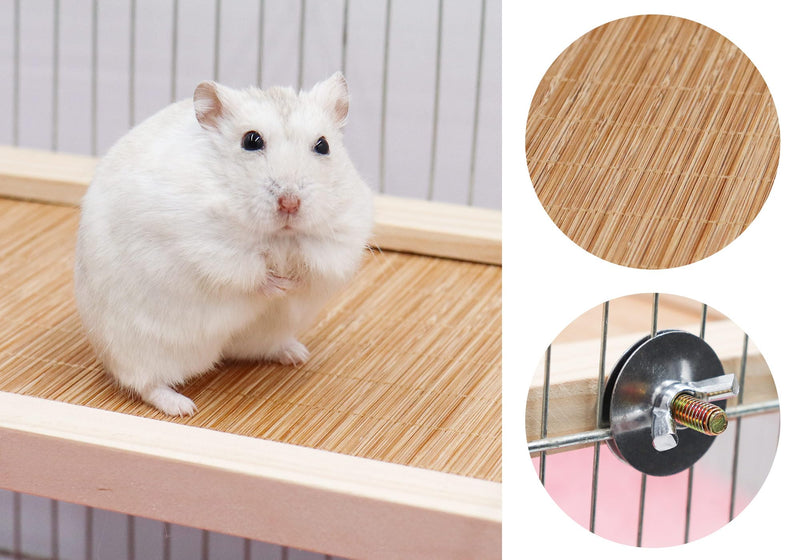 11.8×7.1 Inches Bird Perch Stand Platform, Natural Wooden and Bamboo Small Animals Cage Accessories, Suitable for Parrot Parakeet Cockatiel Rat Hamster Guinea Pig Conure Chinchillas