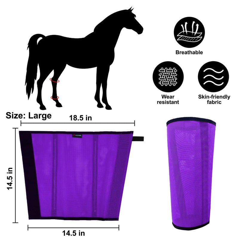 Horse Fly Boots, Breathable Mesh Protection Set of 4, Comfortable Horse Leggings, Breathable Mesh Design, Equine Supplies for Reduce Stomping, Hoof Damage & Leg Fatigue (Purple, Large) Purple Large (For average horses)