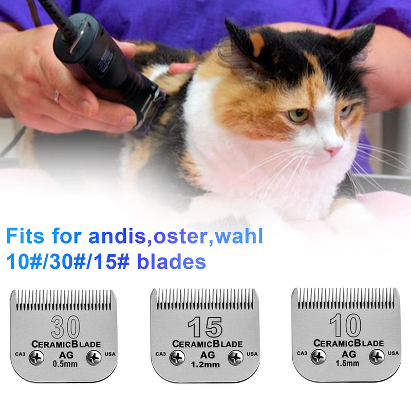 Professional Animal Stainless Steel 5 Color Guide Comb Set Compatible with andis Oster A5 wahl km10 10#/15#/30# Detachable Blade?Cutting Length 3mm-16mm 5 PACK(3mm-16mm)