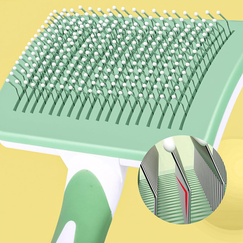 Self Cleaning Slicker Brush for Dogs & Cats, Easy One-Click Self-Cleaning Pet Grooming Brush, Skin-Friendly Deshedding Brush Removes Loose Fur & Undercoat for Long & Short Haired Pets, Green