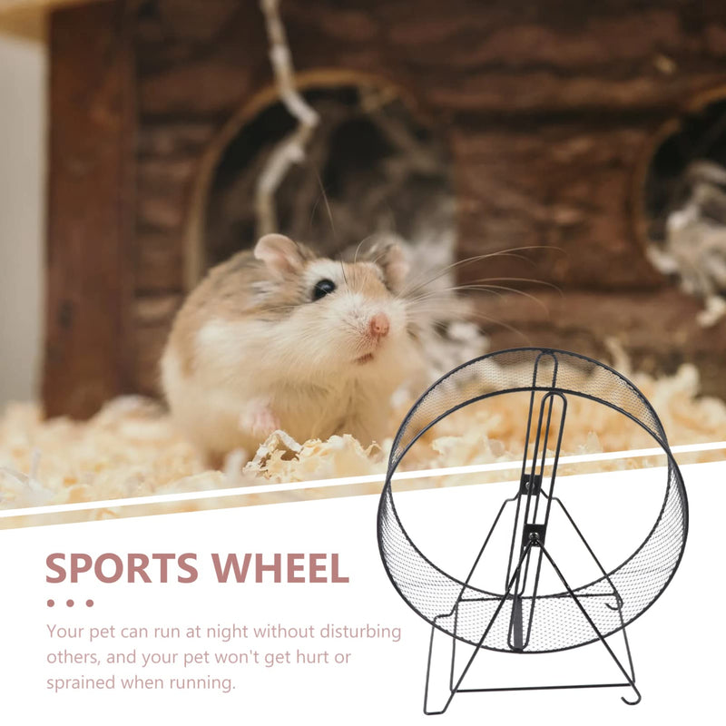 Mikikit Hamster Toys Hamster Wheel, Interesting Hamster Running Wheel Mesh Hamster Exercise Wheel Household Hedgehog Running Toy Hamster with Rack for Hamsters Gerbils Rat Small Pet Hamster Wheel Black3 - PawsPlanet Australia