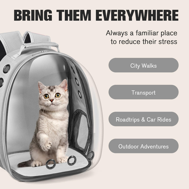 Cat Carrier Backpack, Pet Carrier Backpack Front Pack for Small Medium Cat Puppy Dog Carrier Backpack Bag Space Capsule, Airline-Approved Pet Carrier for Travel Hiking Walking Camping (Grey) Grey - PawsPlanet Australia