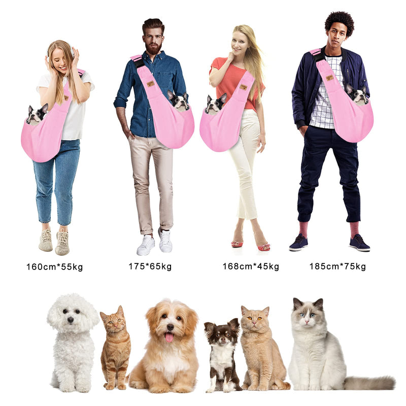 CUBY Dog and Cat Sling Carrier, Hands Free Reversible Pet Papoose Bag, Soft Pouch Adjustable, Suitable for Puppy Cats for Outdoor Travel (Pink, M-Adjustable Strap) Pink - PawsPlanet Australia
