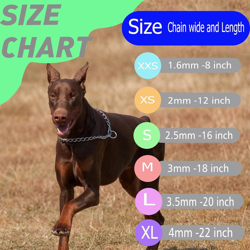 Silver Dog Chain Collars,Heavy Training Metal Dog Collar, Adjustable Slip Link Martingale Puppy Collars for XXS XS Small Medium Large Big XL Breed Dogs, XL Silver XL(Neck Max 22inch)D4mm - PawsPlanet Australia
