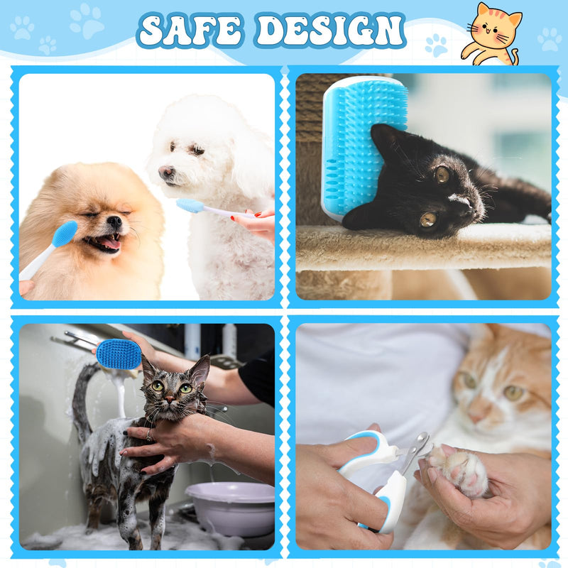 Cats Grooming Kit - 10 Pcs Pet Self Cleaning Kit for Indoor Long Hair Cats Include Brush Bath Brush Needle Comb Toothbrush Nail Clipper Nail Trimmer for Shedding Supplies - PawsPlanet Australia