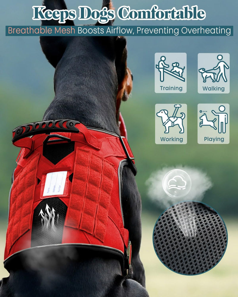 Service Dog in Training Vest, Reflective Do Not Pet Dog Harness with Handle and 6 Patches, Full Metal Buckles, for Medium Dogs Training Walking Small (20-45 lbs) Harness-Brave Red - PawsPlanet Australia