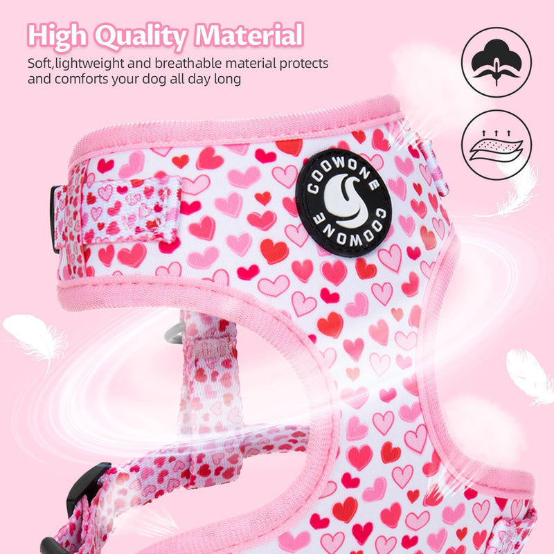 Dog Harness and Leash Set, Adjustable Dog Harness, Dog Leash, No Pull No Choke Puppy Harnesses for Walking Training for Small, Medium Pet (Little Love, S(Chest 14-19.6", Neck 10.6-13")) S(Chest 13 - 19", Neck 9.5 - 13.1") Little Love - PawsPlanet Australia