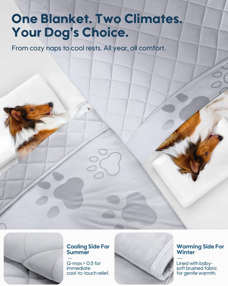 KASBAH Waterproof Dog Blanket Washable Reversible Soft Pet Blanket for Couch Bed Furniture Protection, Suitable for Medium and Large Dogs Gray 40x56inch - PawsPlanet Australia