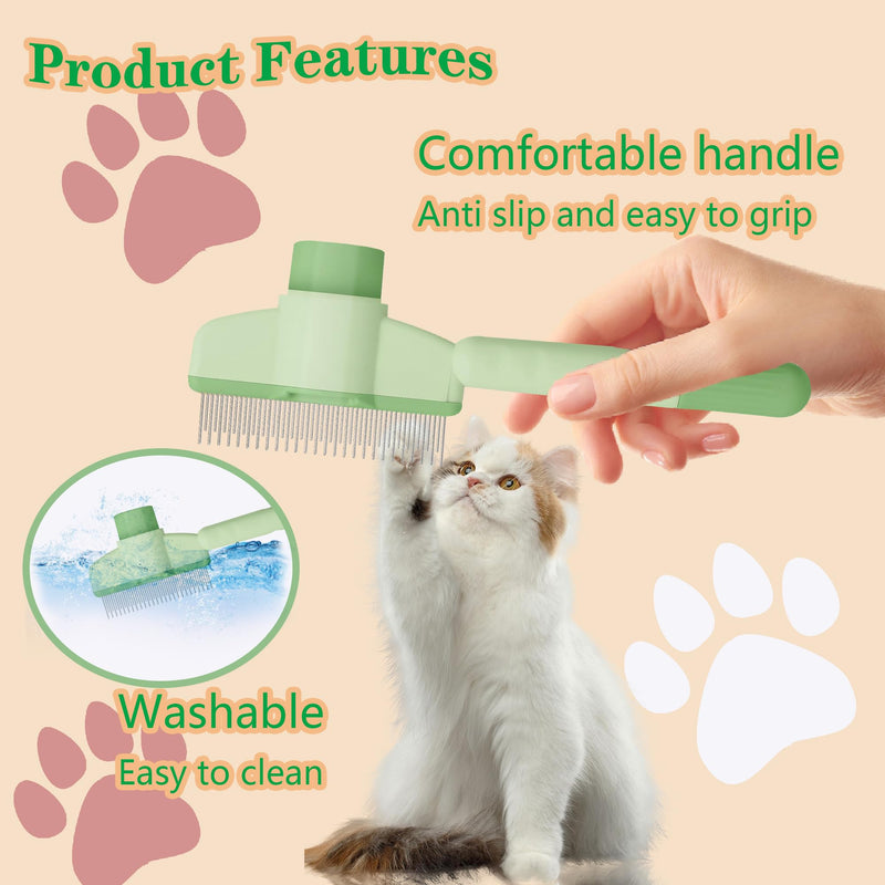Cat Comb Dog Comb Pet Hair Removal Tool Flea for Cats and Dog Lice Cat Brush with Release Button Self-Cleaning with Long & Short Stainless Steel Metal Teeth for Shedding - PawsPlanet Australia