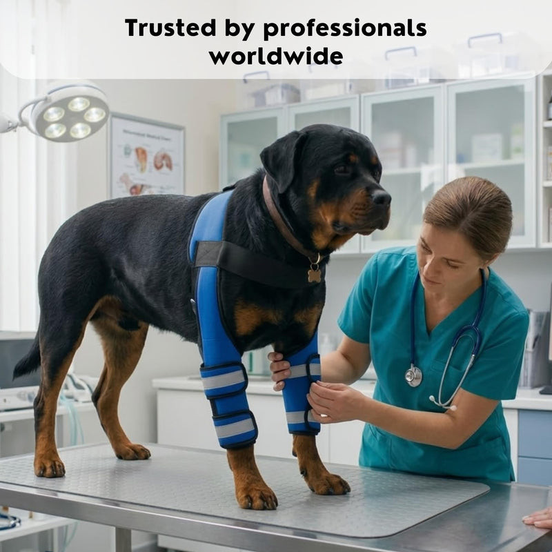 Dog Knee Brace with 4 Support Strips, Adjustable Elbow and Knee Support for Front Legs, Reflective Anti Licking Leg Wrap for Arthritis, Calluses, Injury Recovery (Large) Large