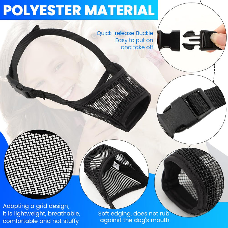 3pack Dog Muzzle Suits for Small Medium Large Dogs, Drinkable Breathable Mouth Guard, Adjustable Strap Soft Dog Muzzle to Prevent Biting Chewing, Air Mesh Muzzles for Scavenging Licking (XS+S+M) - PawsPlanet Australia
