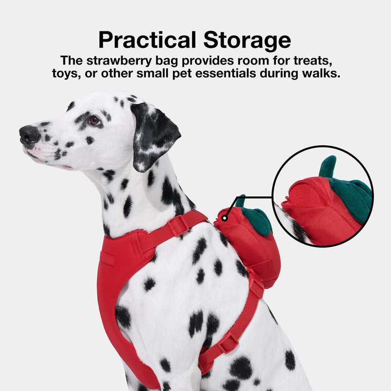VETRESKA Strawberry Dog Harness and Leash Set, No Pull Dog Vest Harness for Medium Large Dogs, Walking and Training, Adjustable, Easy Control and Soft Padded Pet Harness and Backpack (L) L(Chest:27.6" - 35.4") - PawsPlanet Australia