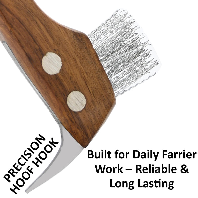 – 3-in-1 Hoof Knife, Hoof Brush & Pickup Tool (Wooden) Wooden