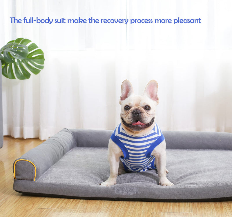 Dog Recovery Suit Surgery Shirt for Large Female Male,Blue XXL XXL(Back 22.4",chest 31") Blue-White Striped Suit - PawsPlanet Australia