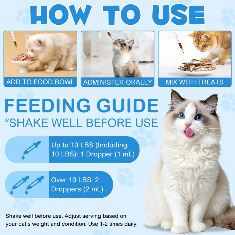 Lysine for Cats, Cat L-lysine Supplement Support Immune for Feline Respiratory, Sneezing, Runny Nose, Eye Function, Helps Strengthen Natural Defenses - Chicken Flavor 60ml 1PCS
