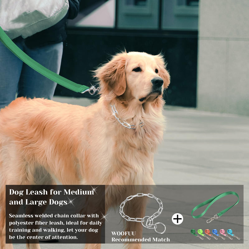 Fur Saver Silver Dog Chain Collar,Heavy Duty Chew Proof Stainless Steel Chain Dog Training Collar | No-Pull Slip Chain for Medium Large Dogs for Easy Control | 61cm (24in) 24" - PawsPlanet Australia