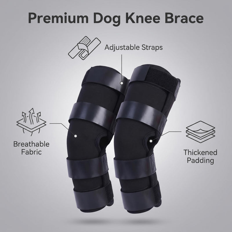 Dog Double Hind Leg Knee Brace, Black Size S, Adjustable Breathable Dog Joint Support Protector Wrap for Luxating Patella, Arthritis, Sprain & Post Surgery Recovery