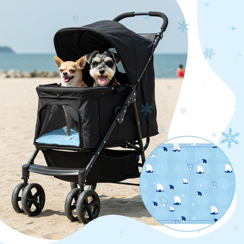 Nuanchu Dog Stroller Cooling Mat Waterproof Outdoor Pet Cooling Mat 11.81 x 19.69 Inch Washable Summer Cat Sleeping Blanket for Small Medium Pet Stroller(Sky Blue Bear) Sky Blue Bear - PawsPlanet Australia