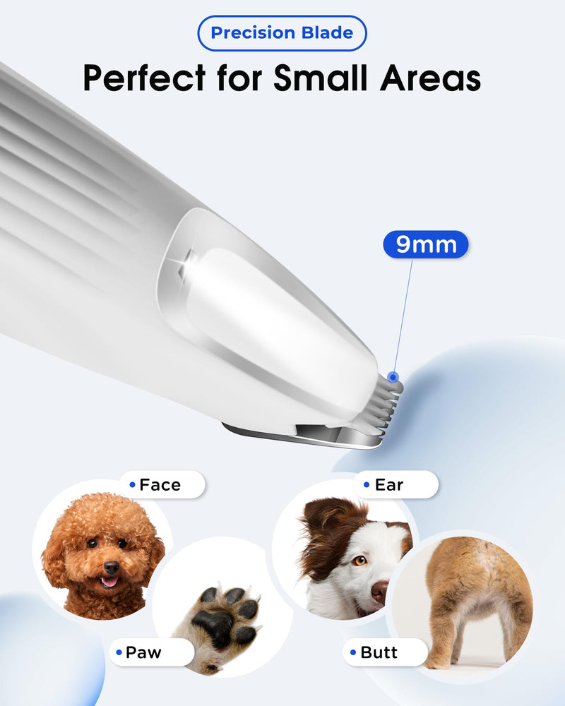 Upgraded Dog Paw Trimmer with Light, 9mm & 18mm Blades, Cordless Electric Grooming Clippers, Waterproof Low Noise Pet Hair Shaver for Dogs Cats Trimming Around Paws, Eyes, Ears, Face, Rump - PawsPlanet Australia
