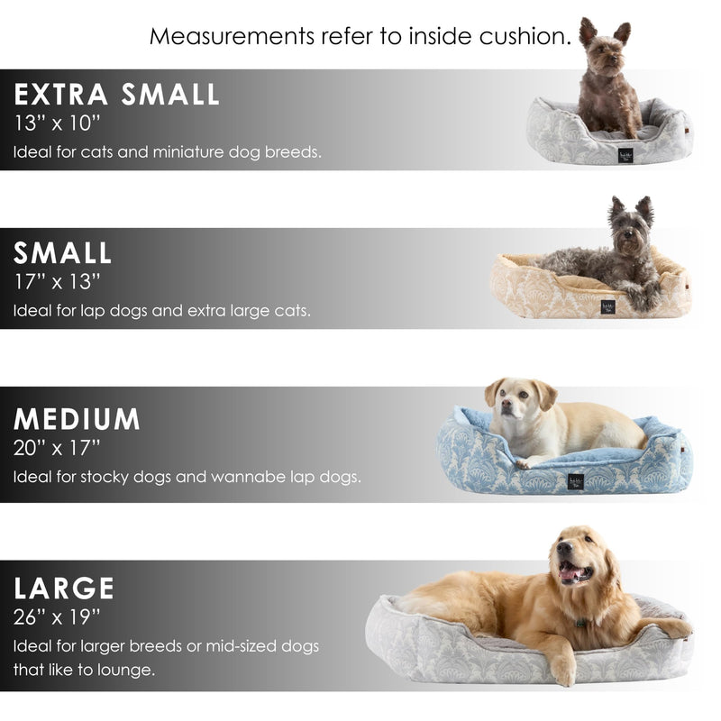 Nicole Miller New York PET Mod Damask Plushy Bolster Pet Bed, Cozy & Calming, Non-Slip Bottom, Machine Washable Cover, Taupe, Extra Small 19"x15"x6" 18.5"L x 14.6"W x 6.3"Th - PawsPlanet Australia