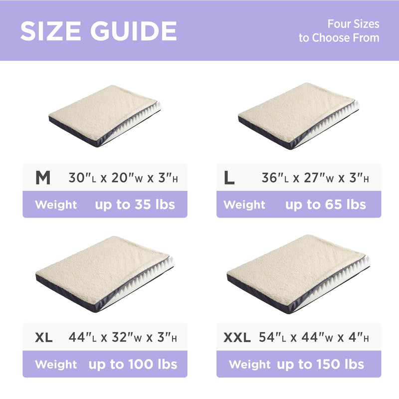 LE SURE Washable Dog Bed Cover Replacement - Large Size Plush Fleece Cover for Orthopedic Egg Crate Foam Pet Mat 36x27x3 Inches, Grey L Grey-Sherpa - PawsPlanet Australia