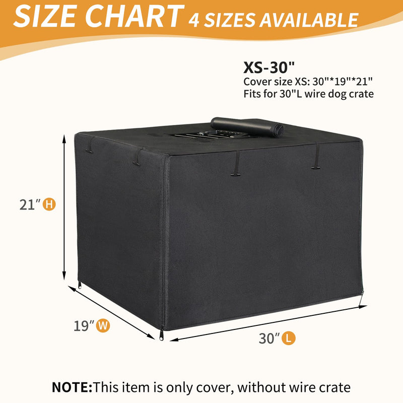 DONORO Dog Crate Cover, Waterprooft Pet Kennel Cover 600D Heavy Duty Dog Cage Cover Universal Fit for Most Wire Pet Crates (Black, 30.0" L x 19.0" W x 21.0" H) 30.0"L x 19.0"W x 21.0"H Black - PawsPlanet Australia