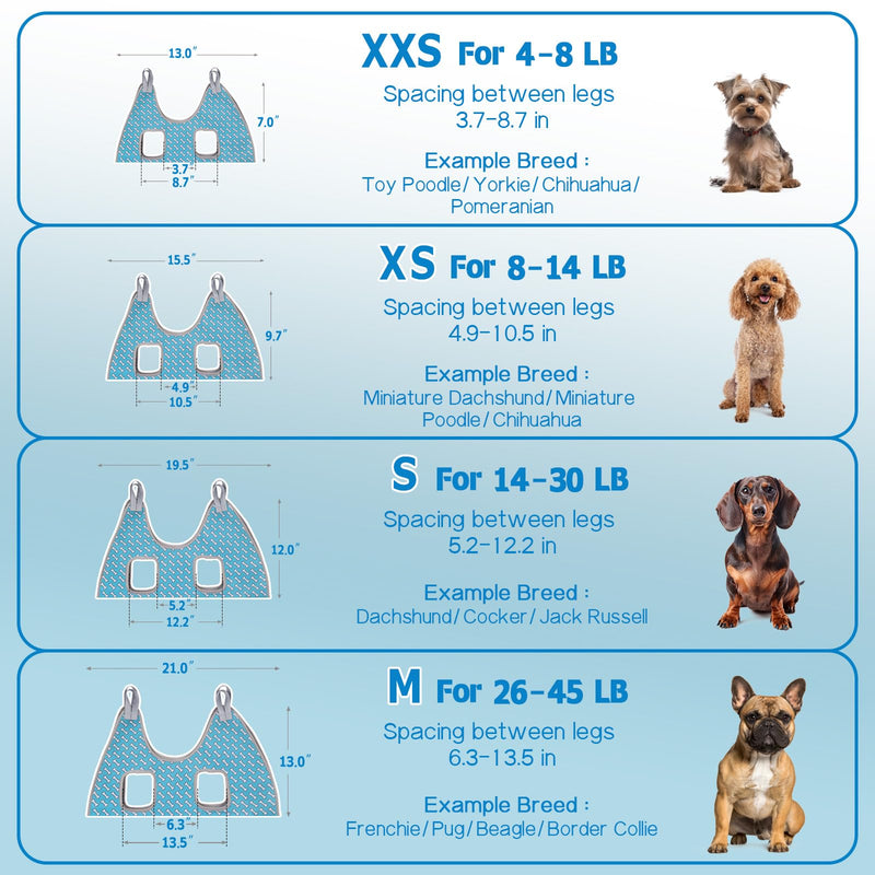 Supet Dog Grooming Hammock Harness for Dogs Cats, Relaxation Pet Nail Clipper Hammock, Restraint Dog & Small Animal Leashes Sling for Groomingk for Nail Trimming (Coral Blue, XS) XS（ Max 16 Lb：Leg space: 4.9"-10.5"） Coral Blue