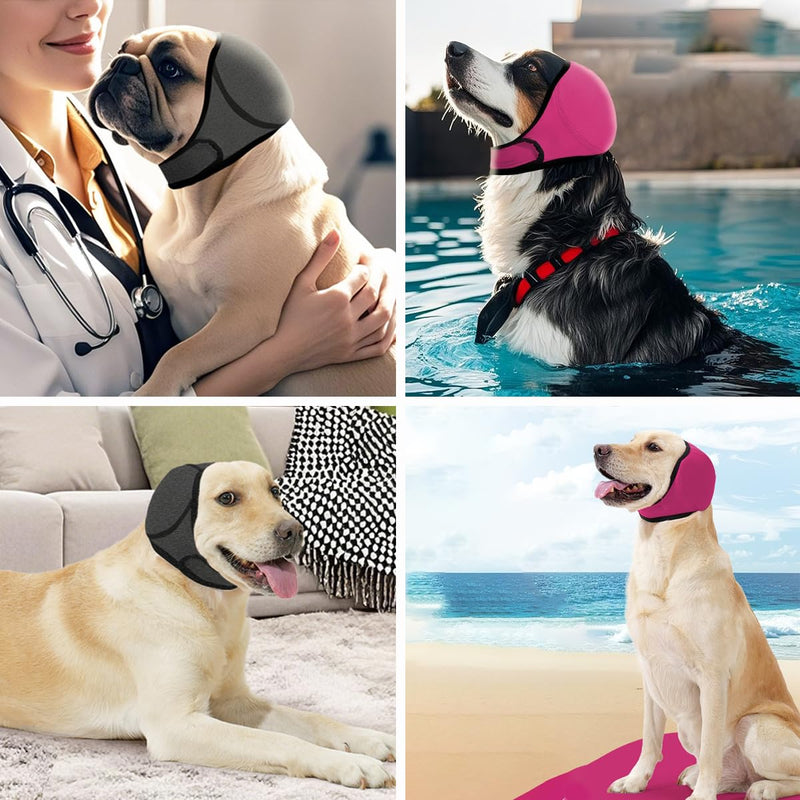 Dog Ear Defenders, Dog Snood Swim Ear Protectors Comfortable Quiet Dog Ear Muffs Noise Protection Cover for Anxiety Relief for Bath Swim Grooming Thunder Fireworks (Pink, M) Pink