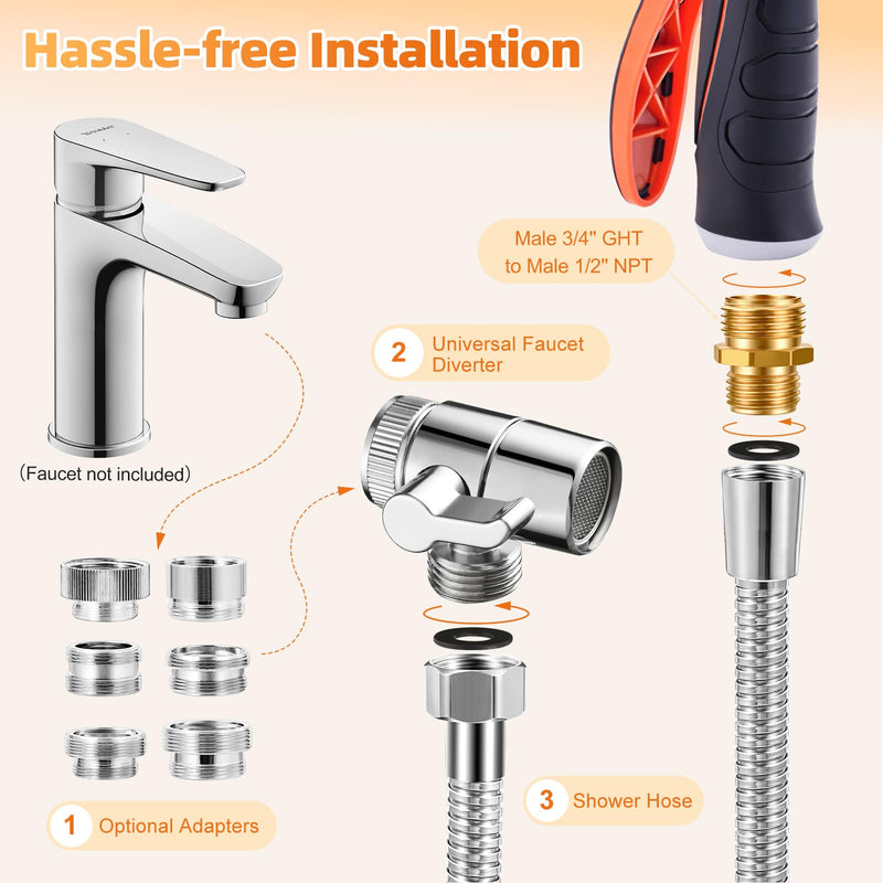 Bathtub Faucet Sprayer Attachment for Tub, Dog Washing Hose Attachment for Bathtub with Faucet Adapters, Sink Sprayer Dog Bath Hose Attachment for Tub Faucet, Dog Hose Attachment for Bathtub 11 - PawsPlanet Australia