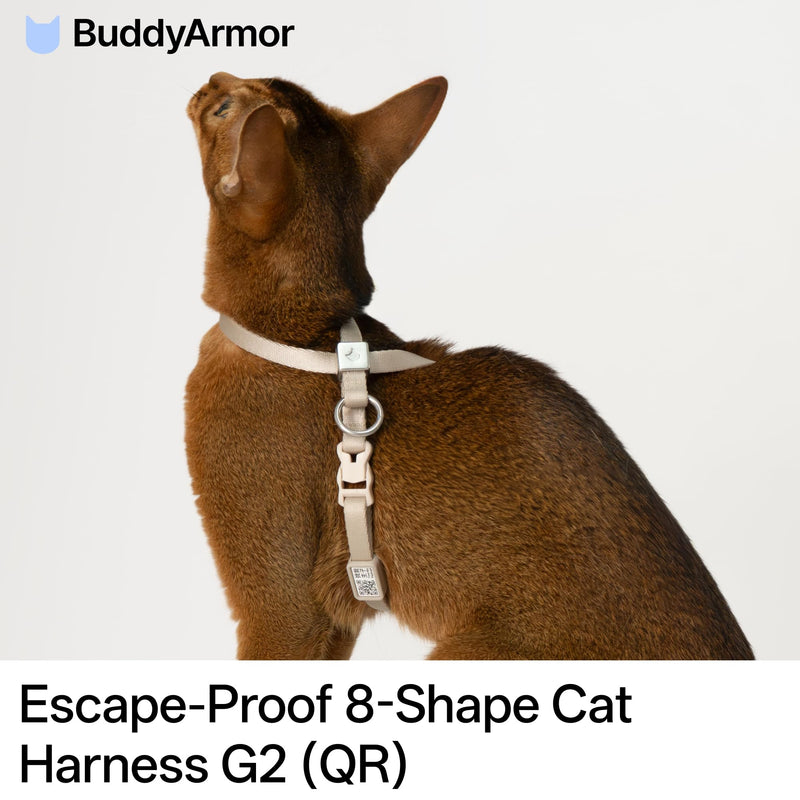Escape Proof Cat Harness Anti-Choke Quick Release Adjustable QR Code Soft Nylon Durable Lightweight Figure 8 Cat Harness Anti Escape for Kitten Small Medium Large Cats (Blush Pink, M) Blush Pink - PawsPlanet Australia
