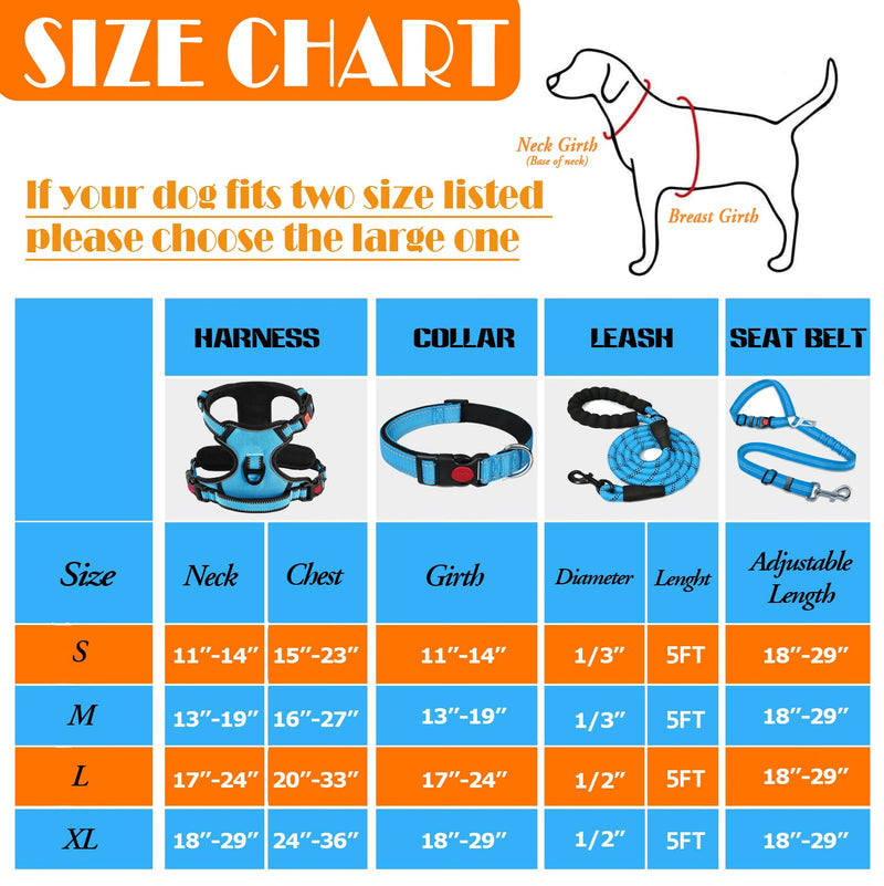 No Pull Dog Harness, Collar & Leash Set | Includes Dog Seat Belt, Collapsible Bowls & Poop Bag Dispenser. Ideal for Training, Walking, Hiking. Fits Small to Large Dogs(Blue-S) Blue - PawsPlanet Australia