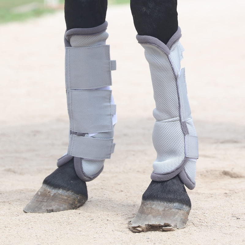 Fly Boots for Horses Set of 4, Breathable Comfy Mesh Horse Leggings Reduce Stomping, Hoof Stress, and Leg Fatigue Grey Full - PawsPlanet Australia
