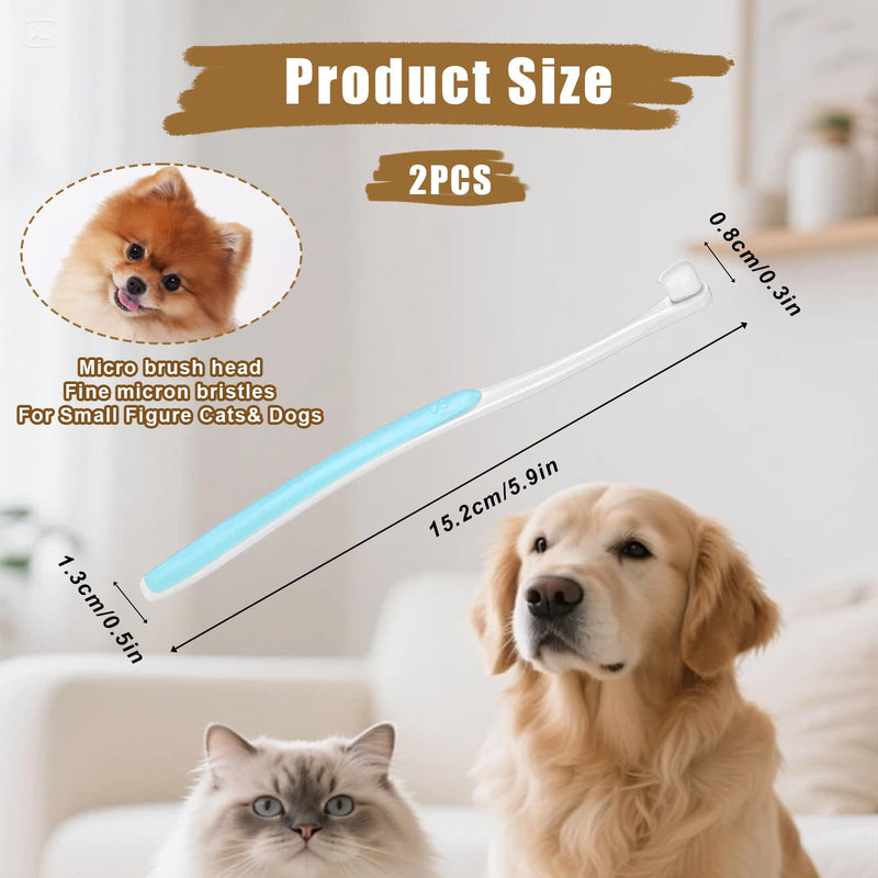 Pack of 2 Dog Toothbrush, Cat Toothbrush, Soft Toothbrush, Dog, Mini Toothbrush, Cat, Reusable Pet Toothbrush for Kittens and Puppy Teeth Cleaning, Oral Care