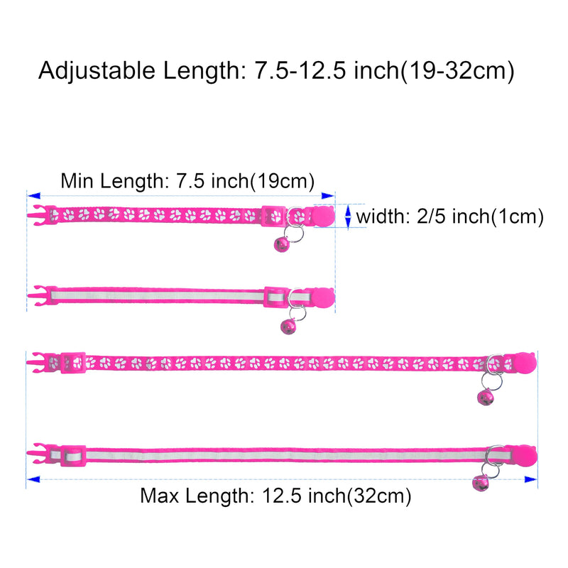 2 Pack Breakaway Cat Collars with Bells, Reflective Design and Claw Print Design, Safety Buckle, Adjustable 7.5-12.5 Inches for Kittens & Cats (Rose) Rose - PawsPlanet Australia