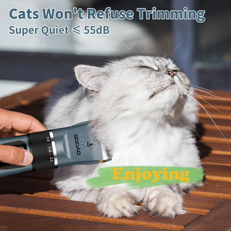 Cat Clippers for Matted Hair, Cat Grooming Kit, Cordless Cat Shaver for Long Hair, Low Noise Paw Trimmer, Cat Hair Trimmer for Grooming,Quiet Pet Hair Clippers Tools for Cats Dogs (Blue) Blue - PawsPlanet Australia