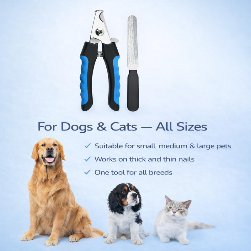Dog & Cat Nail Clippers & Trimmers - Extra Sharp Dog Clippers with Stainless Steel Blades & Safety Guard to Avoid Overcutting - Ergonomic Cat Nail Clippers with Non-Slip Grip & Lock Feature Blue - PawsPlanet Australia