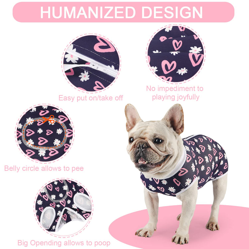 Dog Surgery Recovery Suit Pet Surgical Onesie After Surgery Wear for Female Male Dog Recovery Collar Alternative Love/Flower/Medium Medium Love/Flower-Zipper - PawsPlanet Australia