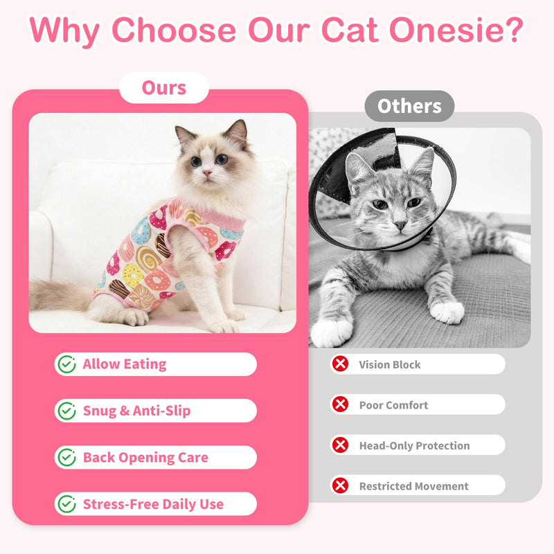 2 PCS Cat Recovery Suit Cat Onesie for Cats After Surgery, Breathable Cats Surgery Recovery Suit for Female Spay & Abdominal Wounds, Kitten Surgical Onesie Body Suit Anti Licking Cone Alternative