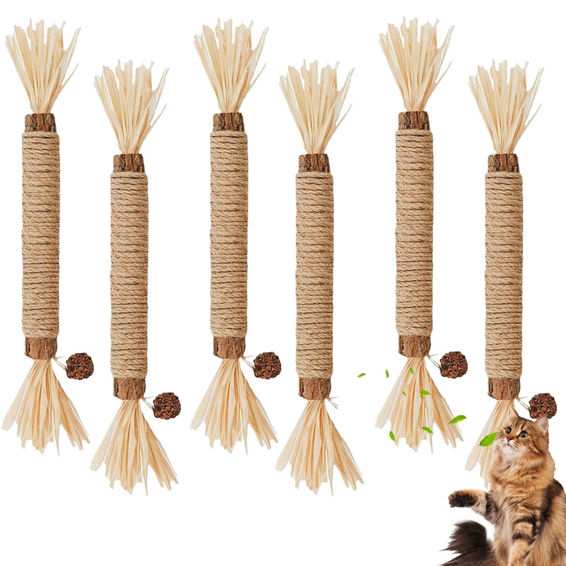 LATRAT 6 Catnip Sticks, Cat Dental Care and Against Bad Breath, Safe Cat Chew Toy for Stress Relief, Catnip Toy for Kittens & Cats